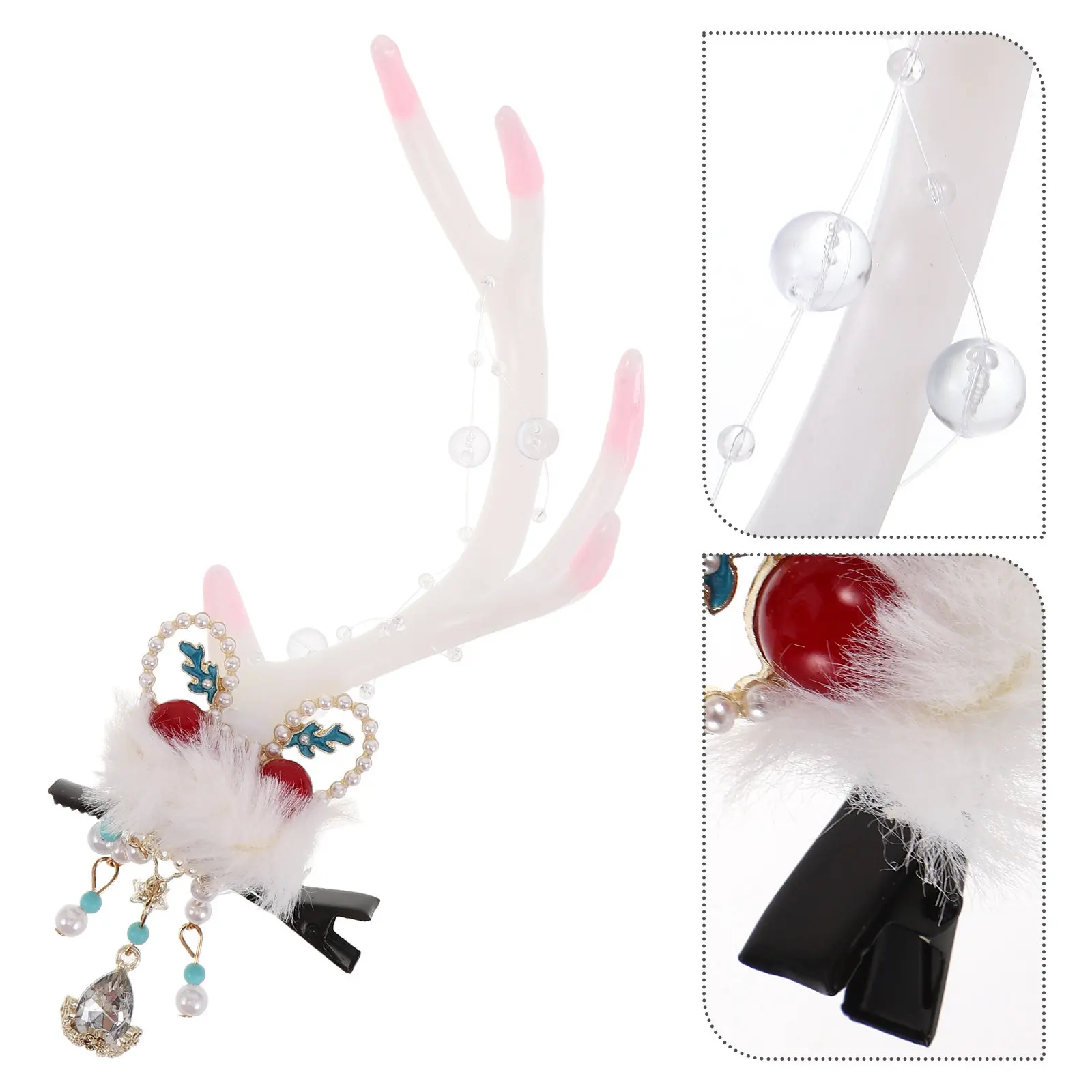 

1Pair Christmas Reindeer Antler Hair Clips Cute Elk Horn Barrettes Holiday Party Festive Hairpins Xmas Deer Antlers