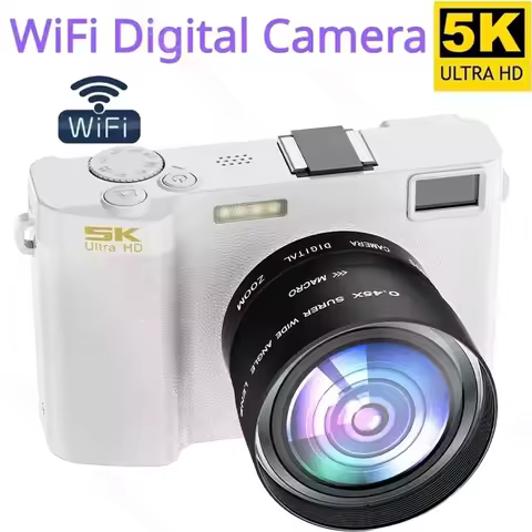5K Professional Digital Camera 3 Inch Screen WIFI Webcam Wide Angle Digital Zoom 64MP Camcorder Photography Vlog Video Recorder