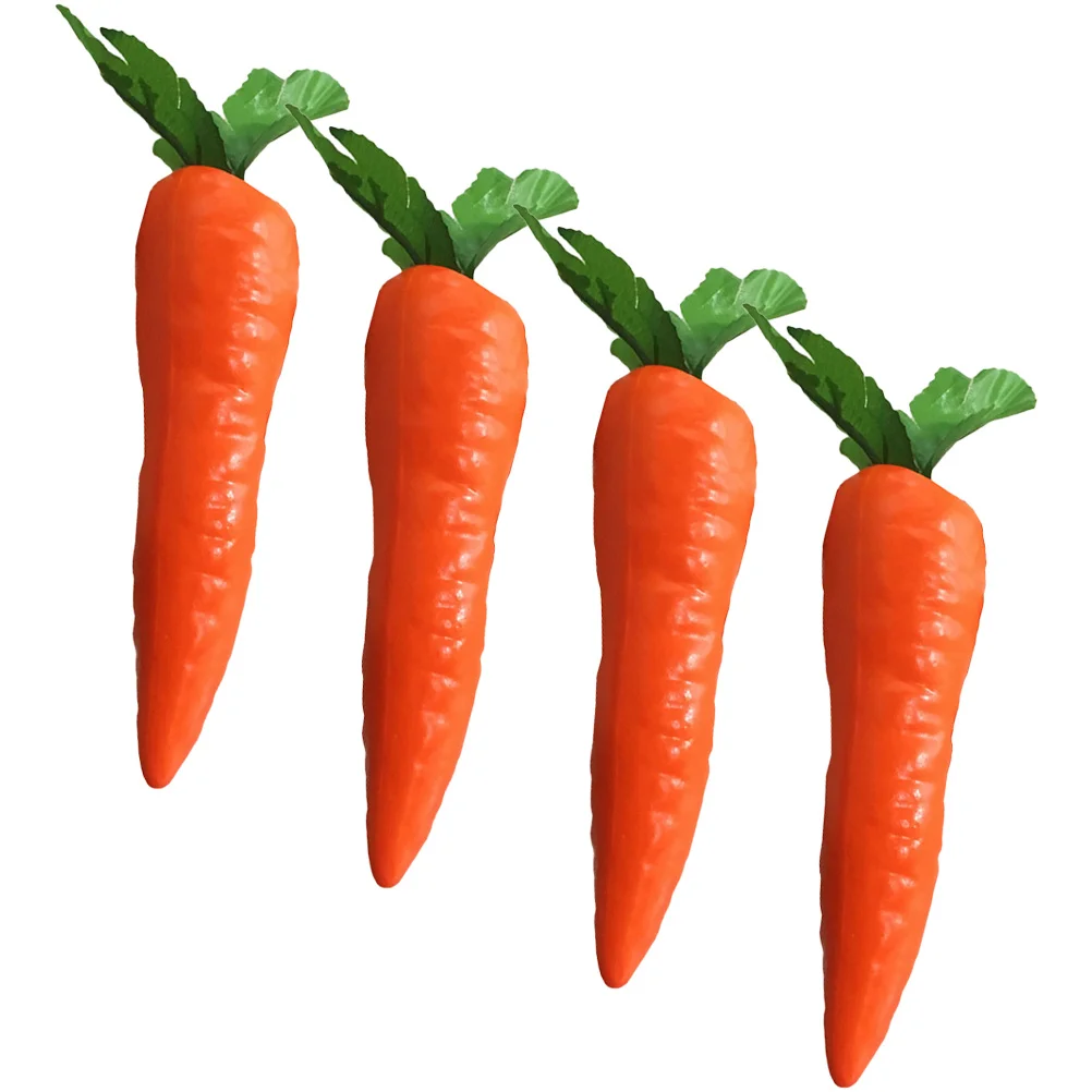 

4 Pcs Artificial Carrot Fake Vegetables Faux Carrots Ornaments Puzzle Photo Prop Easter Decor Foam for