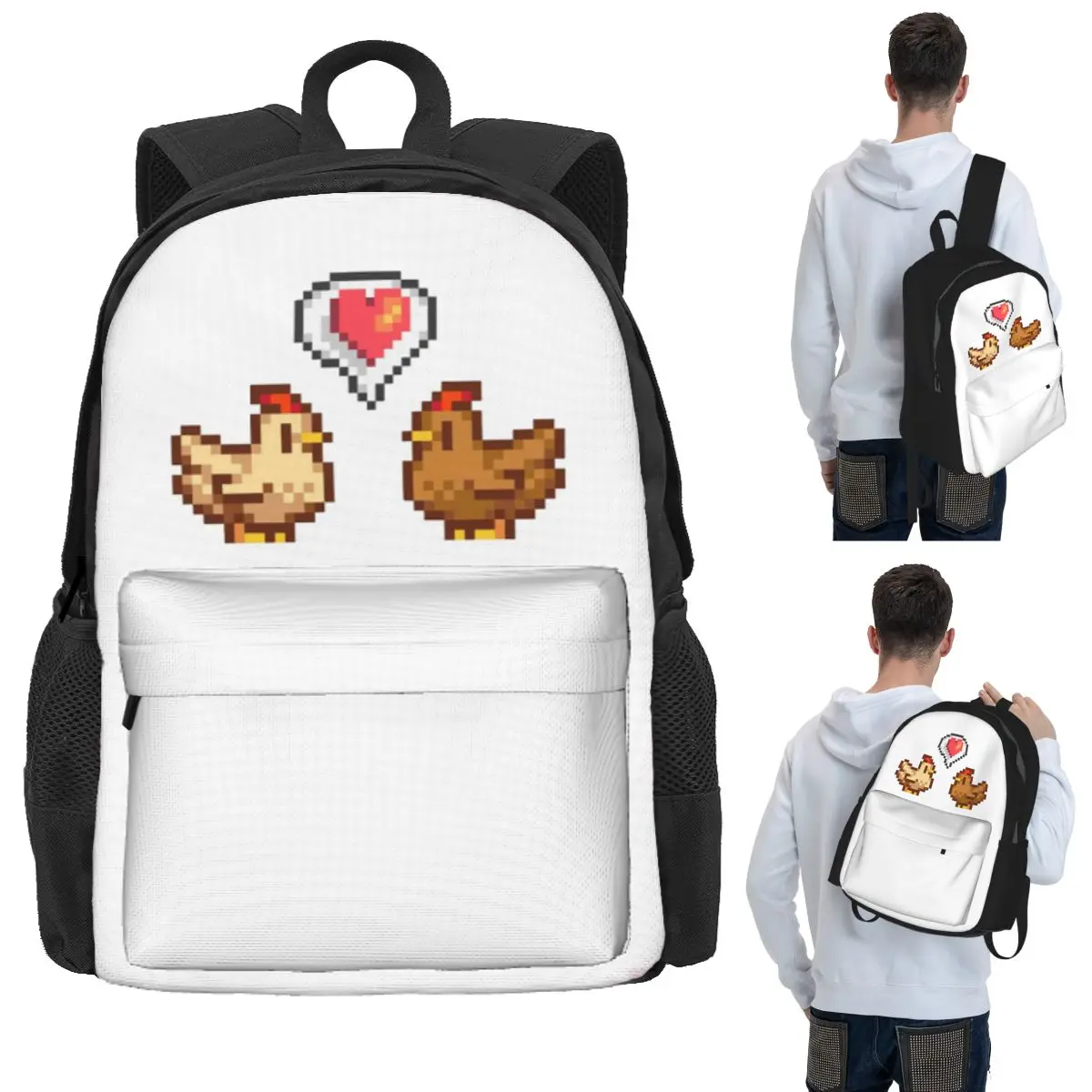 

Stardew Valley Chicken Lov Student Backpack School Bag Hiking Travel Daypack for Boys Girls Bookbag Shoulder Bags