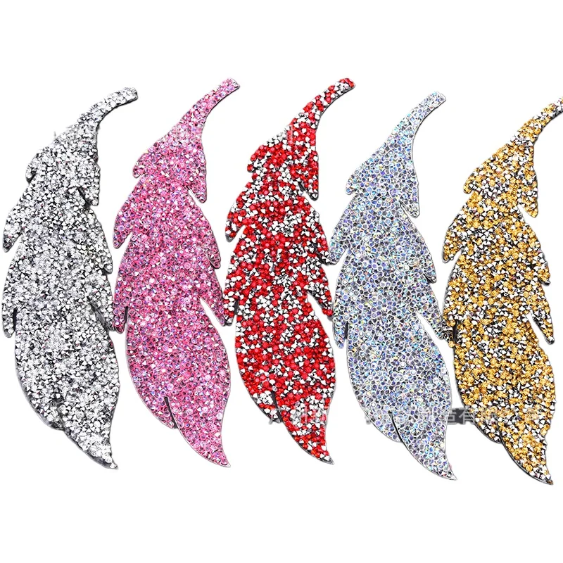 Engood 50pcs Leaf Embellishment  Apparel Sewing Hot Melt Adhesive Rhinestone Clothing Shoes Hat Bag hoop Button Deco Accessories