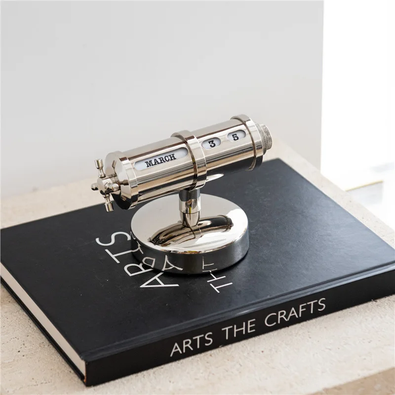 Indian retro silver time meter airplane shape calendar ornament, office desktop high-end decoration brass desk calendar