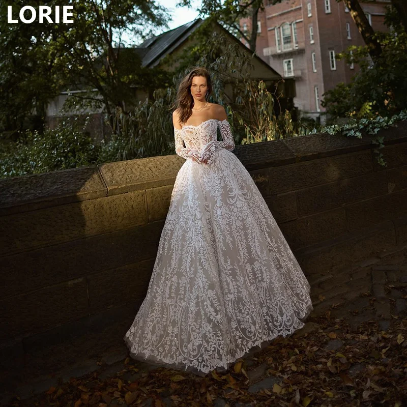 

LORIE A-line Lace Applique Wedding Dresses Sweethear Half Sleeves Bridal Gowns Princess Elegant Bride Gown Customized 2024