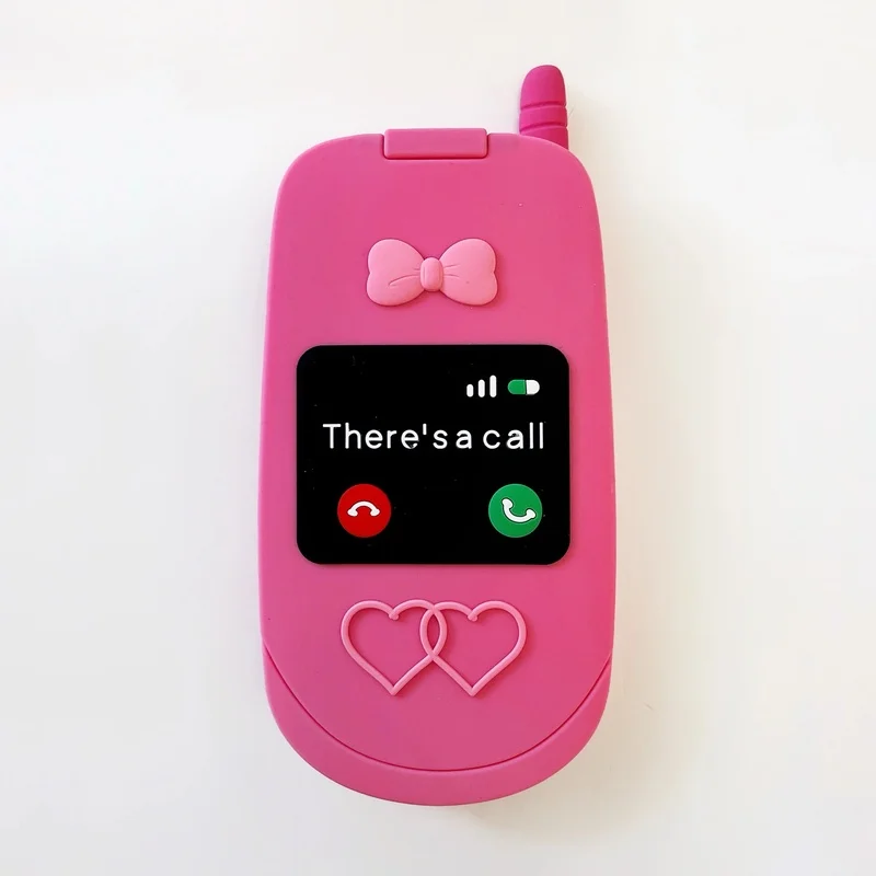 3D Pink Bow Cellphone Telephone Flip Mirror Silicone Phone Case For iPhone 18 17 16 15 14 13 12 11 Pro Max Cartoon Soft Cover