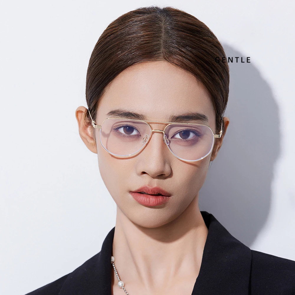 

New Women's Large Frame Double Bridge Aviator Frames Anti Blue Light Eyeglasses for Men Lady‘s Optical Myopia Hyperopia Eyeweay