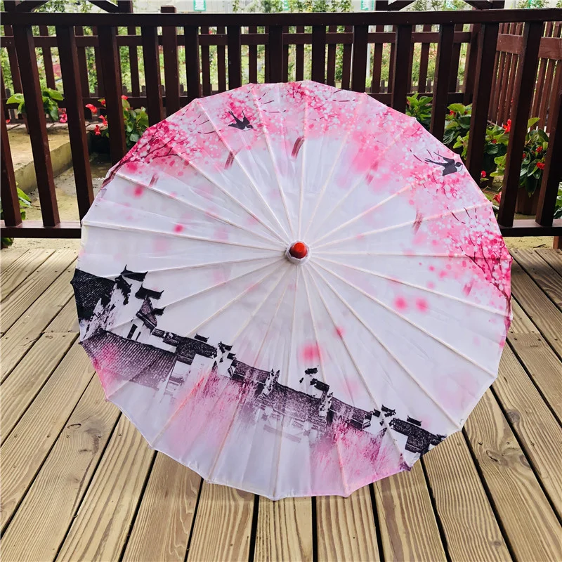 Paraguas con borlas de cinta negra para mujer, accesorios de fotografía, disfraz antiguo de Hanfu, paraguas de guarda chuva, cosplay chino hanfu