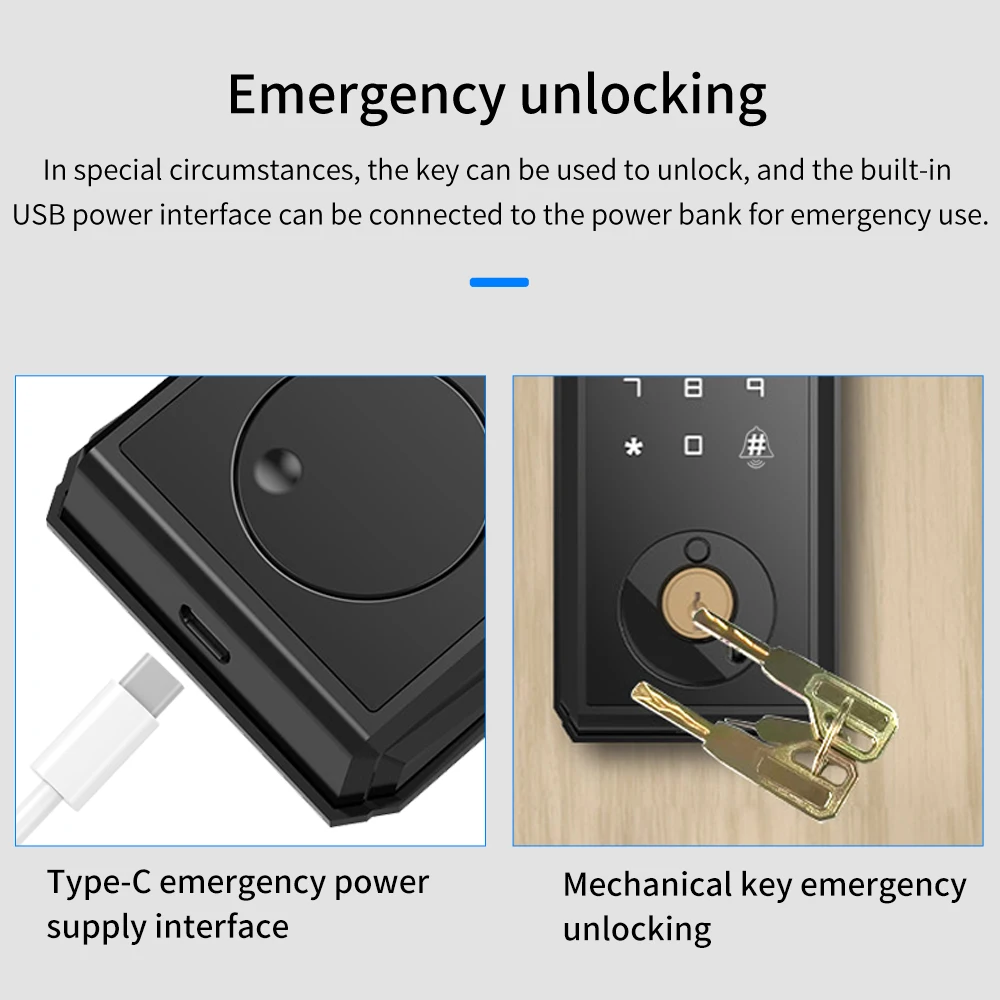 Wifi Tuya Tamper Proof Fingerprint Smart Lock for Keyless Entry Keypad Deadbolt Lock for Front Door Physical Key Remote Unlock