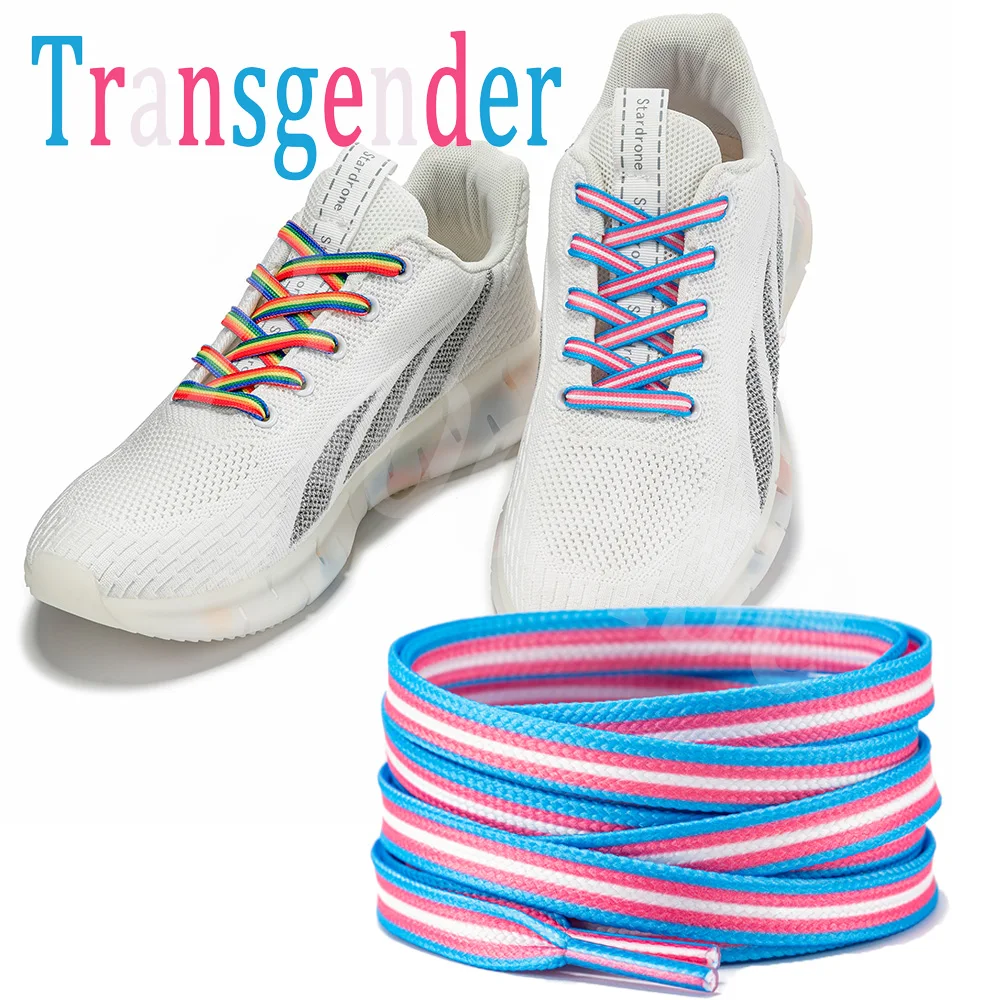 

1Pair Transgender Flag Color Shoelaces Pride Flat-styled High-quality Paint Gay Shoelaces Accessories Fits Boots Sneakers & More