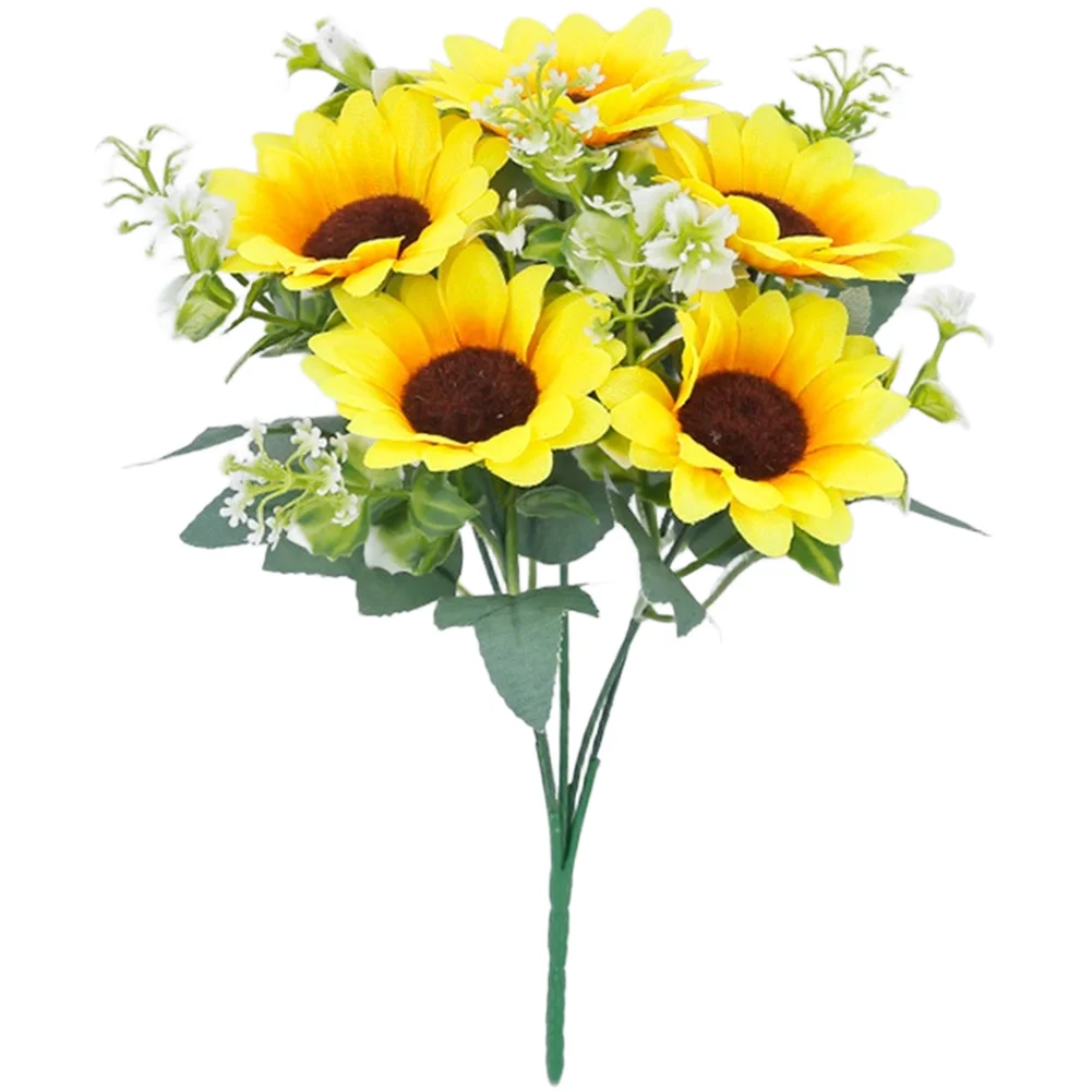Artificial Sunflower Bouquet 30cm Silk Fake Flowers With Plastic Stems Vibrant Yellow Home Wedding Outdoor Decor Floral Arrangem