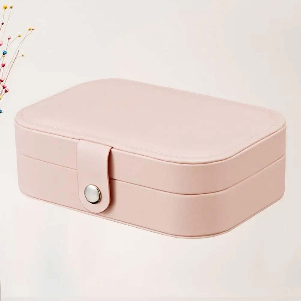 Portable Simple Storage Box Multifunctional Two Layers Container For Women Travel Small PU Jewelry Case (Orange)