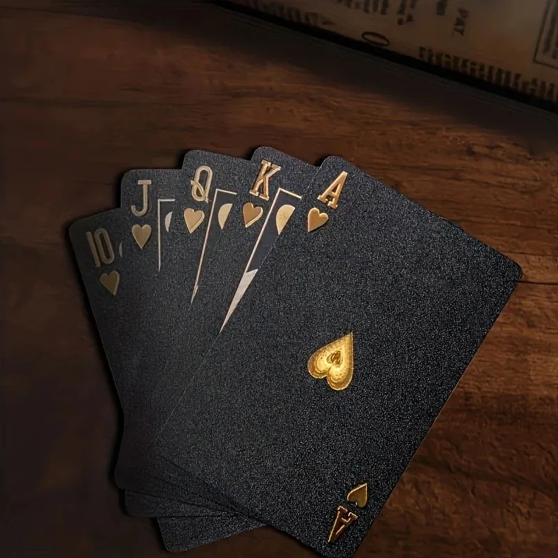 Cartas de juego impermeables de oro negro fresco, una baraja de cartas que contiene Navidad, Halloween, regalos de Acción de Gracias, regalo de juego