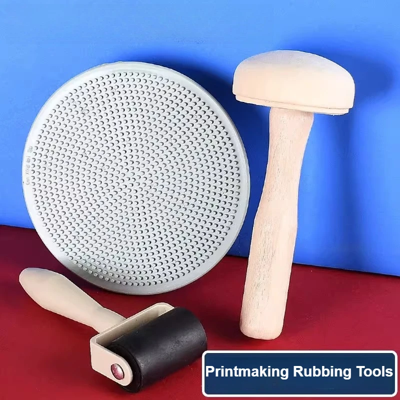 Professional Baren Mushroom Rubbing Tool for Printmaking, Woodblock Printing, Ink Pigment Transfer, Brayer & Art Supplies