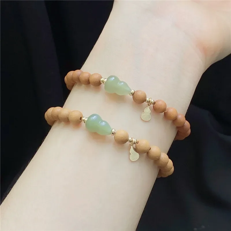 

free shipping Sandalwood bracelet calabash character hetian Jade hand string women literary girl blessing wholesale wolf jewelry