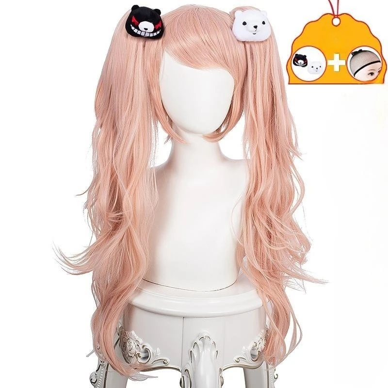 Anime Dangaronpa Enoshima Junko Cosplay Uniforms Cafe Work Suit Short Skirt Ponytail Wig Bear Hairpin Gift for Girls