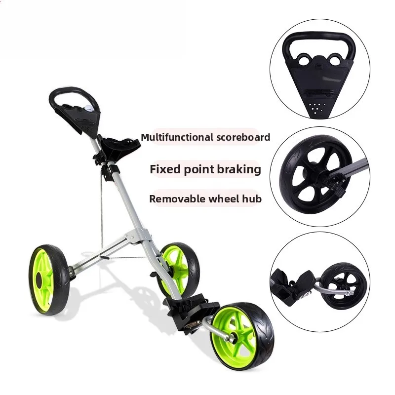 Golf bag trolley trolley hand trailer three-wheel foldable trolley with umbrella stand
