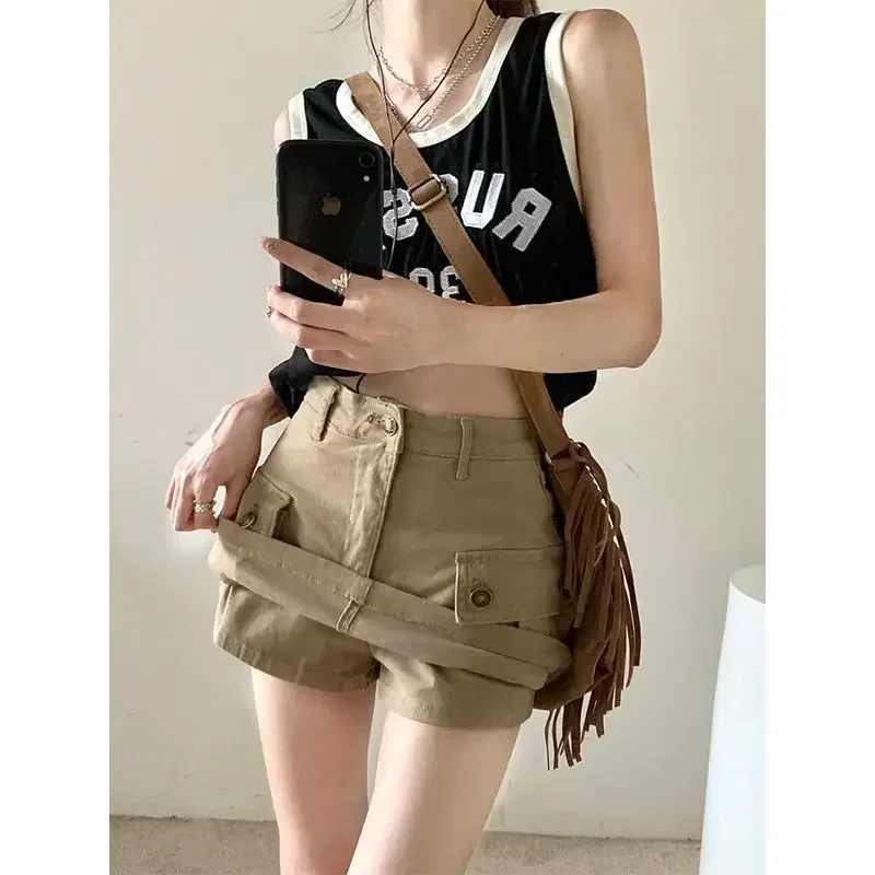 

Джинсовая мини-юбка цвета хаки в американском стиле для девочек, женская весна-лето, новая облегающая верхняя одежда с высокой талией, юбки до половины тела для женщин