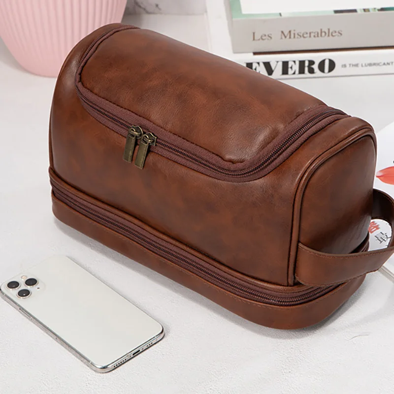 High-capacity Men Vintage Luxury Toiletry Bag Travel Necessary Business Makeup Bags For Women‘s Hanging Storage Organizer 2023