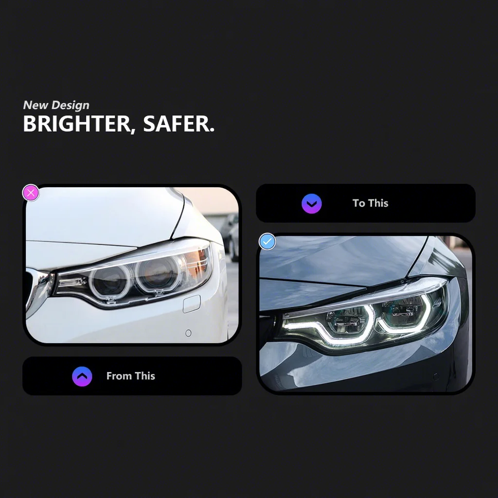 Car Styling for  4 Series F32 M3 HeadLights Laser Style Replacement DRL Daytime Lights Lighthouse Projector Facelift