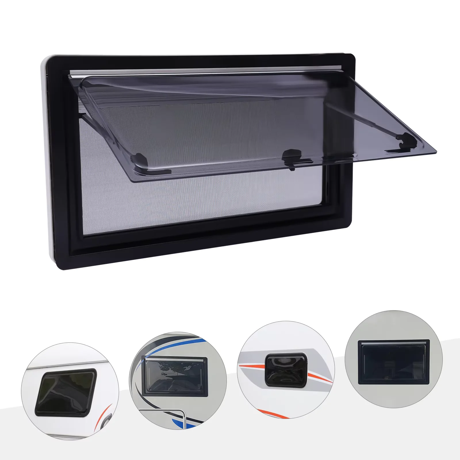 35.4x19.7inch/900*500mm RV Caravan Camper Van Hinged Window Push Out Ventilation Hatch Motor Window 70°-Opening Angle