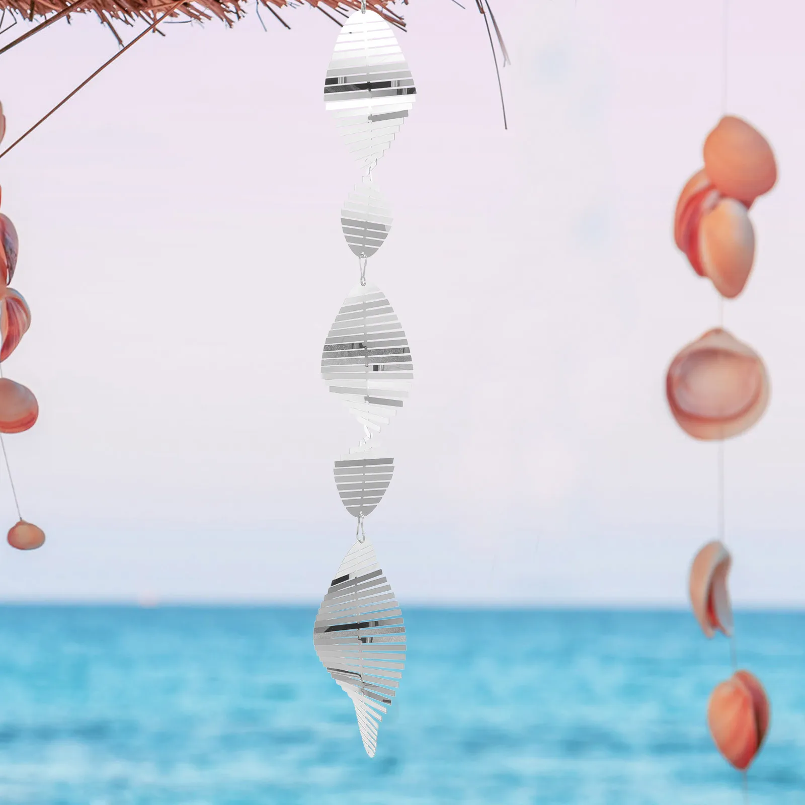 

Mirror Fish Bone Wind Chime Rotating Metal Garden Hanging Decoration for Outdoor Indoor Ceiling Use Novelty Wind Bell Art Decor