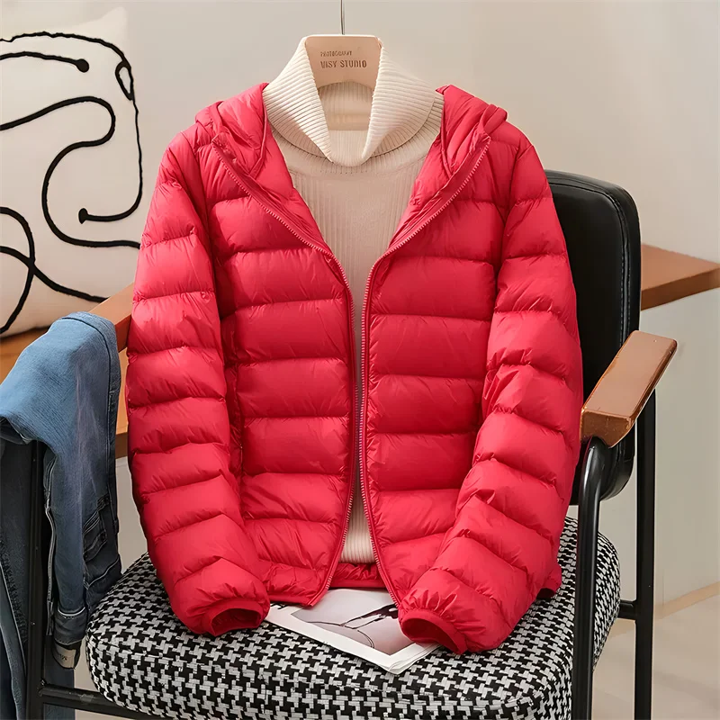 Plus Size Women Hooded Korean Slim Puffer Jackets 2023 New Arrivals Female Casual Office Lady Ultra Lightweight Packable Coat