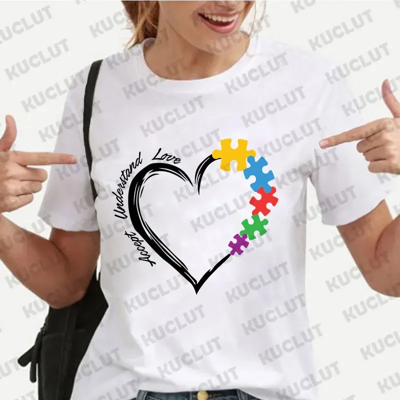 Nuove T-shirt per le donne Moda Autismo Stampa T-shirt unisex Y2K Streetwear Abbigliamento Autismo Consapevolezza T Shirt Autismo T-shirt femminile