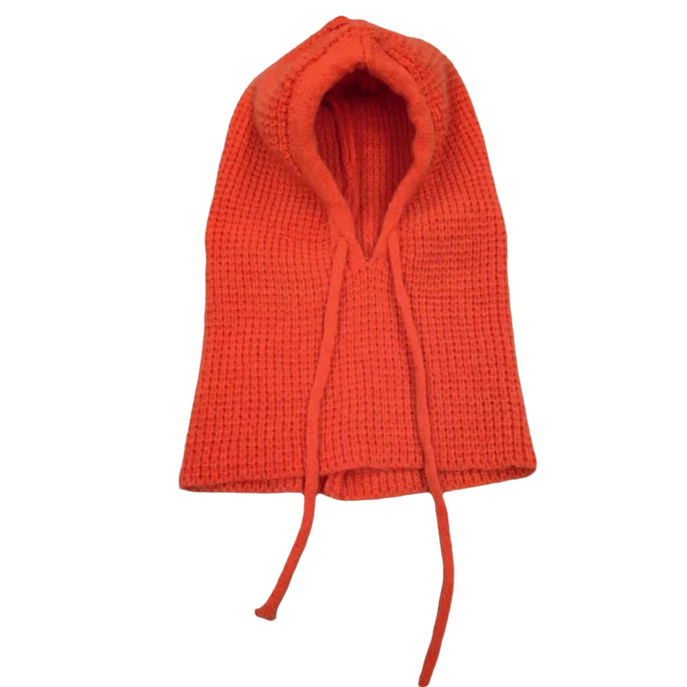 Fashion Solid Color Drawstring Balaclavas Hat Warm Earmuff Pullover Cap Thickened Windproof Winter Neckerchief Women