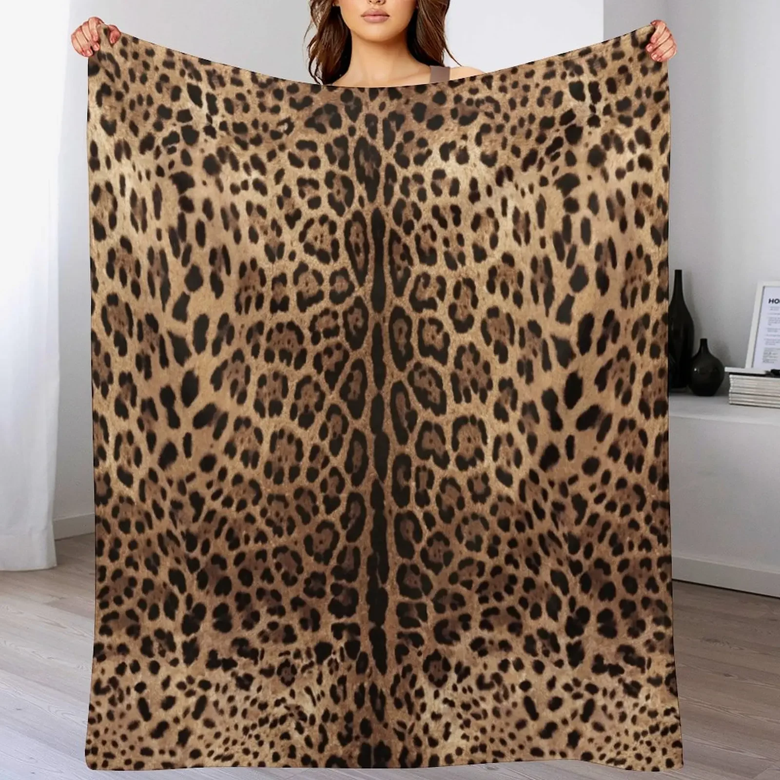 Leopard Print Skin Throw Blanket Summer Cool Breathable Blanket for Sleeping