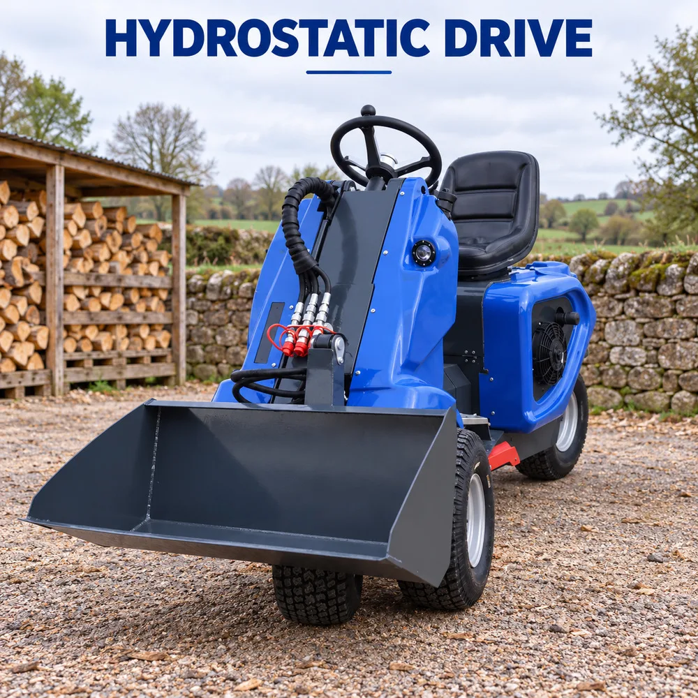 Small Farm Wheel Loader with Front Bucket 3 Wheel Zero Turn Style Steering Ride On Loader for Orchard and Greenhouse Use