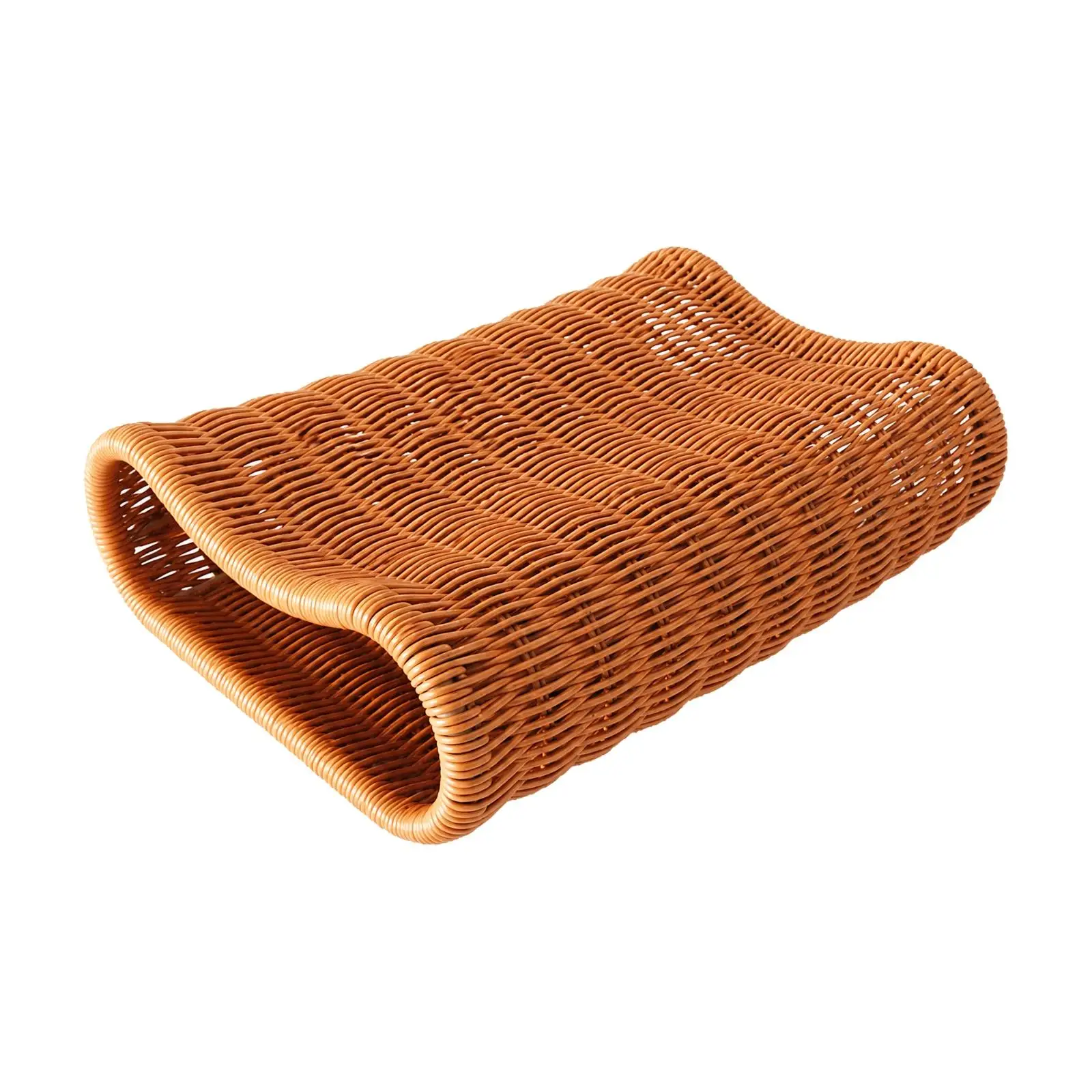 Rattan Neck Pillow Rustic Rattan-Style Neck-Support Pillow Woven Headrest Supporter with Hollow Curved Form Versatile
