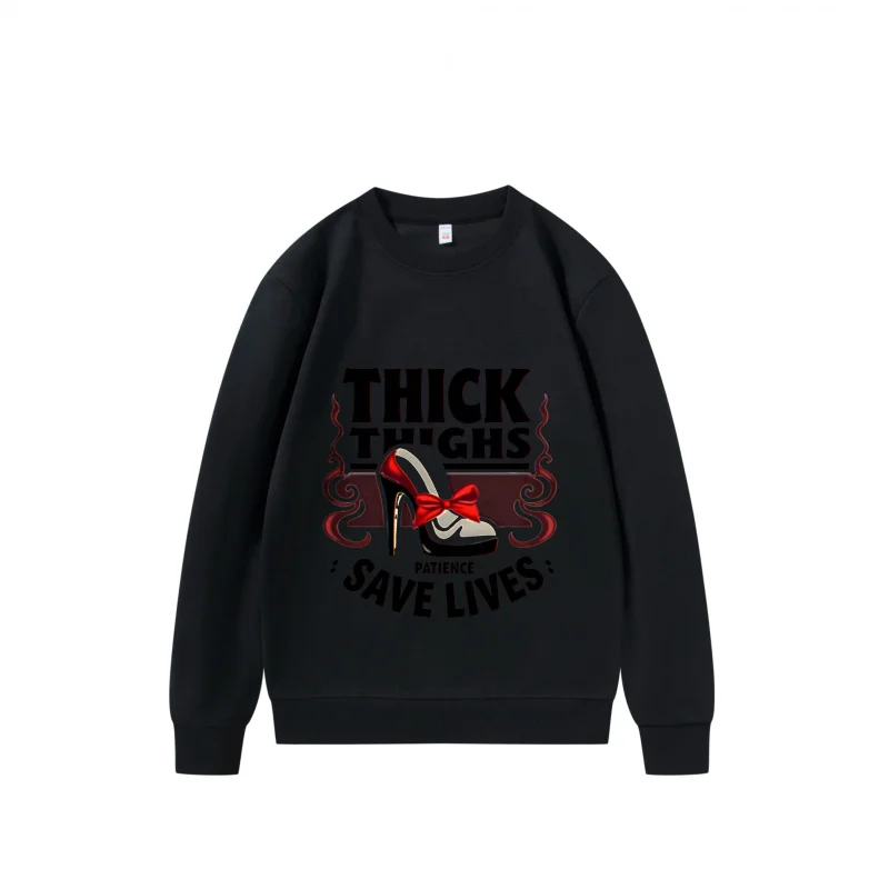 Men's Sweatshirt Thick Thighs Save Lives With Red Shoe Fun Print Breathable Fabric