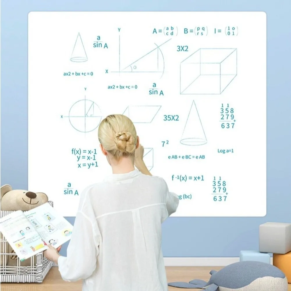 สติกเกอร์ไวท์บอร์ดไฟฟ้าสถิต ใช้ซ้ำได้ ลอกออกได้ กระดานวาดเขียนสำหรับการสอน กระดานไวท์บอร์ด PP สำหรับใช้ในบ้าน ลบได้