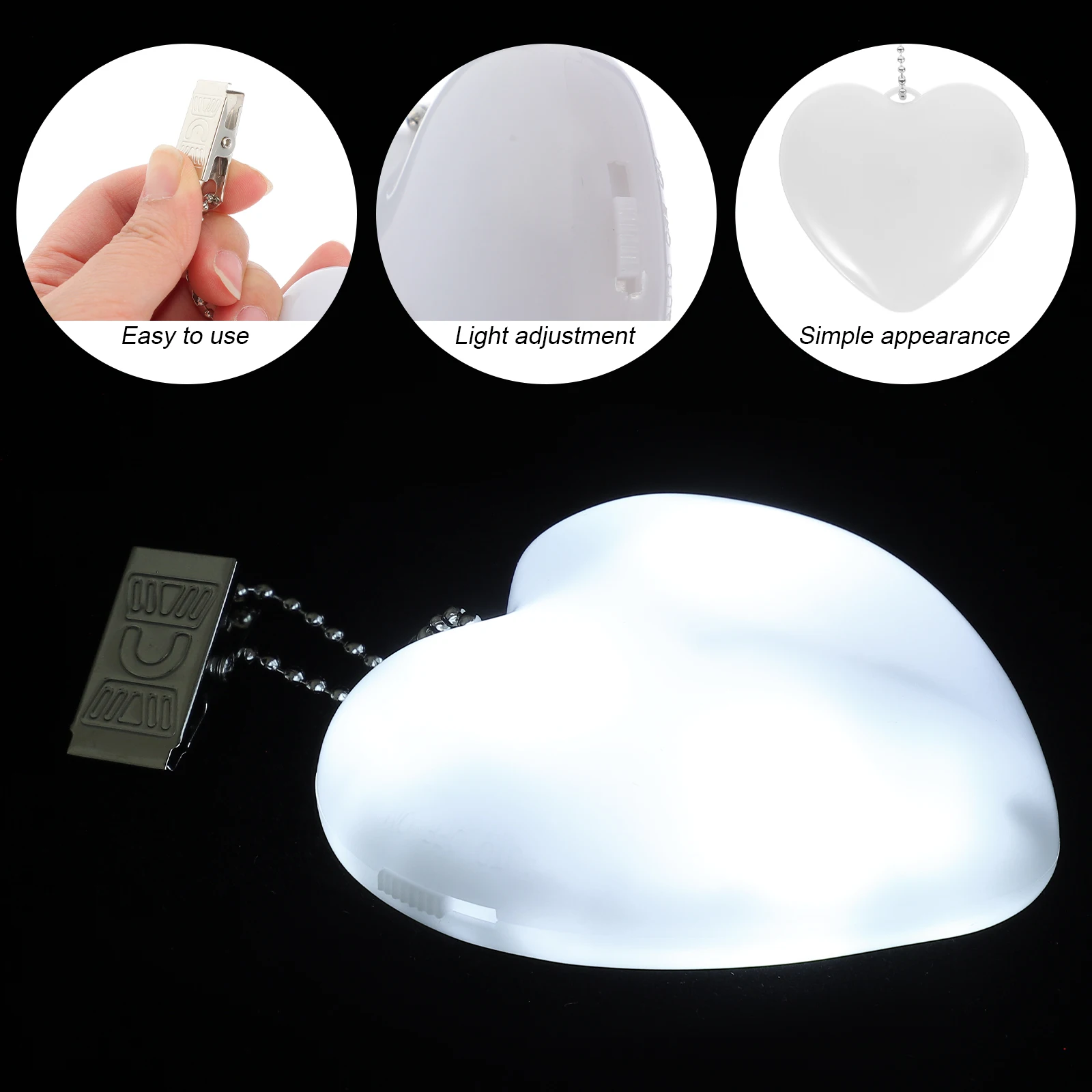 

2 pcs Heart Shaped Touch Night Light Cold White Portable Handbag Purse Lamp LED Multipurpose Small Bag Bedroom Decor
