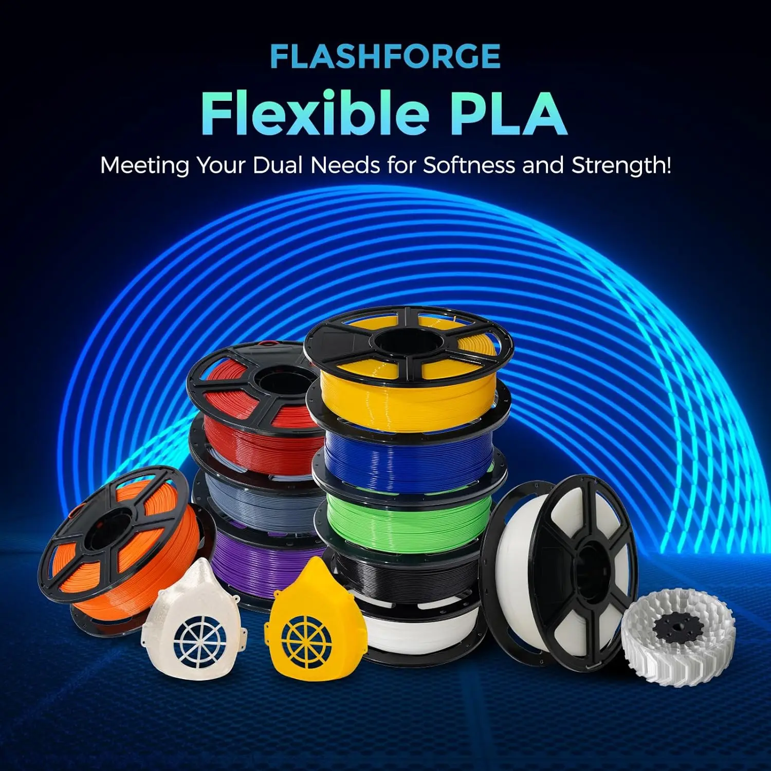 FLASHFORGE 4X Longer Stretch Flexible PLA Filament 1.75 mm For 3D Printer Printing