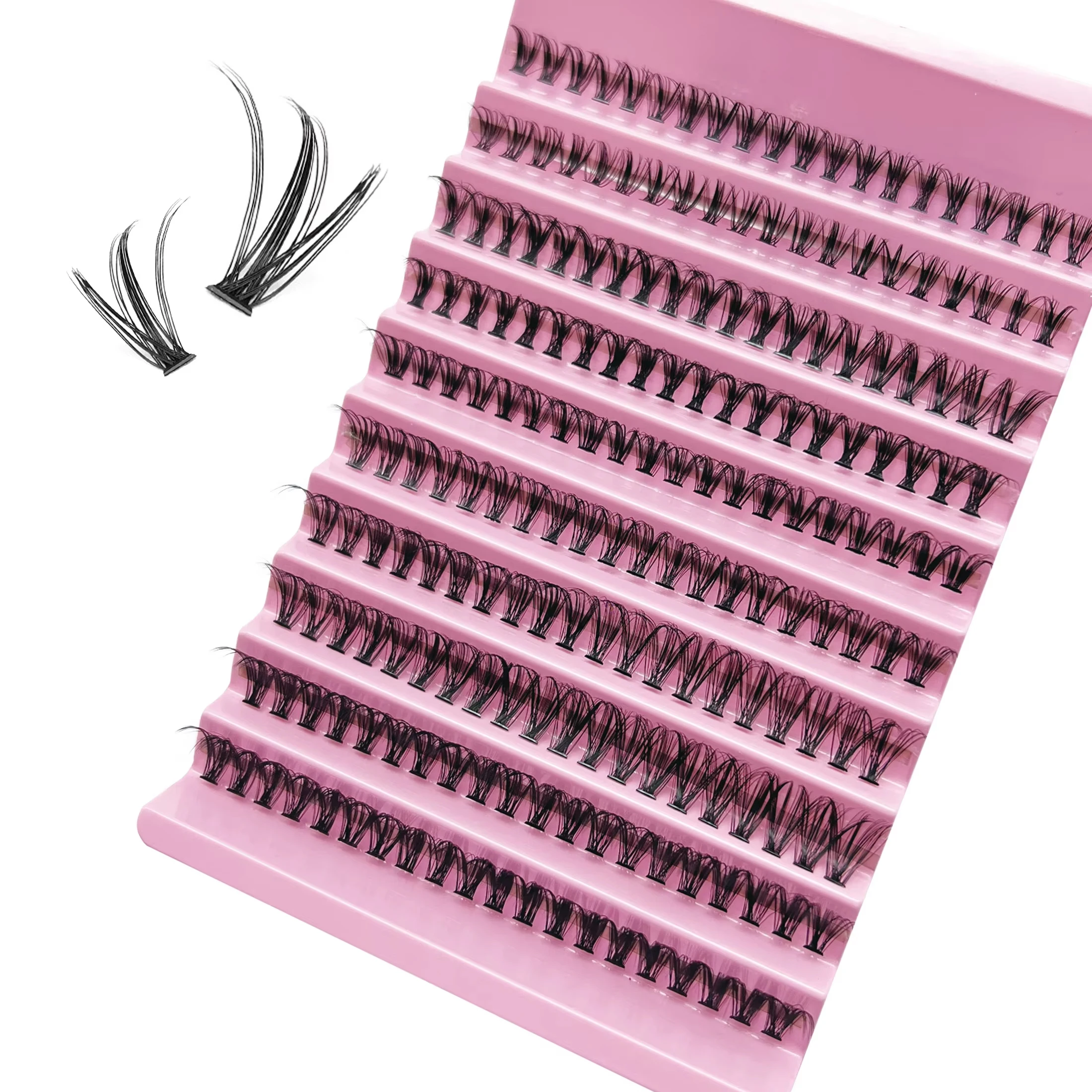 200ps DIY まつげエクステンションキットまつげクラスター、8-16 ミリメートルつけまつげ偽まつげメイクアップツールまつげ接着剤 & まつげ & ピンセット