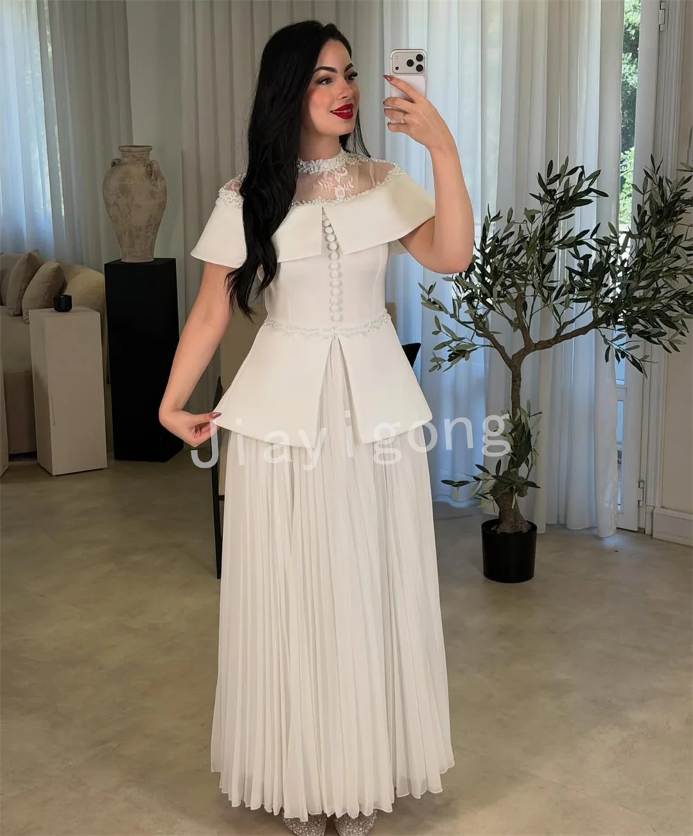 Customized Fashion Jersey Pleat Pattern Sash A-line O-Neck Long Bespoke Occasion Celebrity Dresses Matching Simple