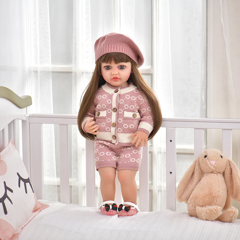 22Inch Bebe Reborn Dolls Very Soft Full Silicone Vinyl Reborn Baby Kids Dolls Girls Cute Realistic Children Accompany Toys Dolls