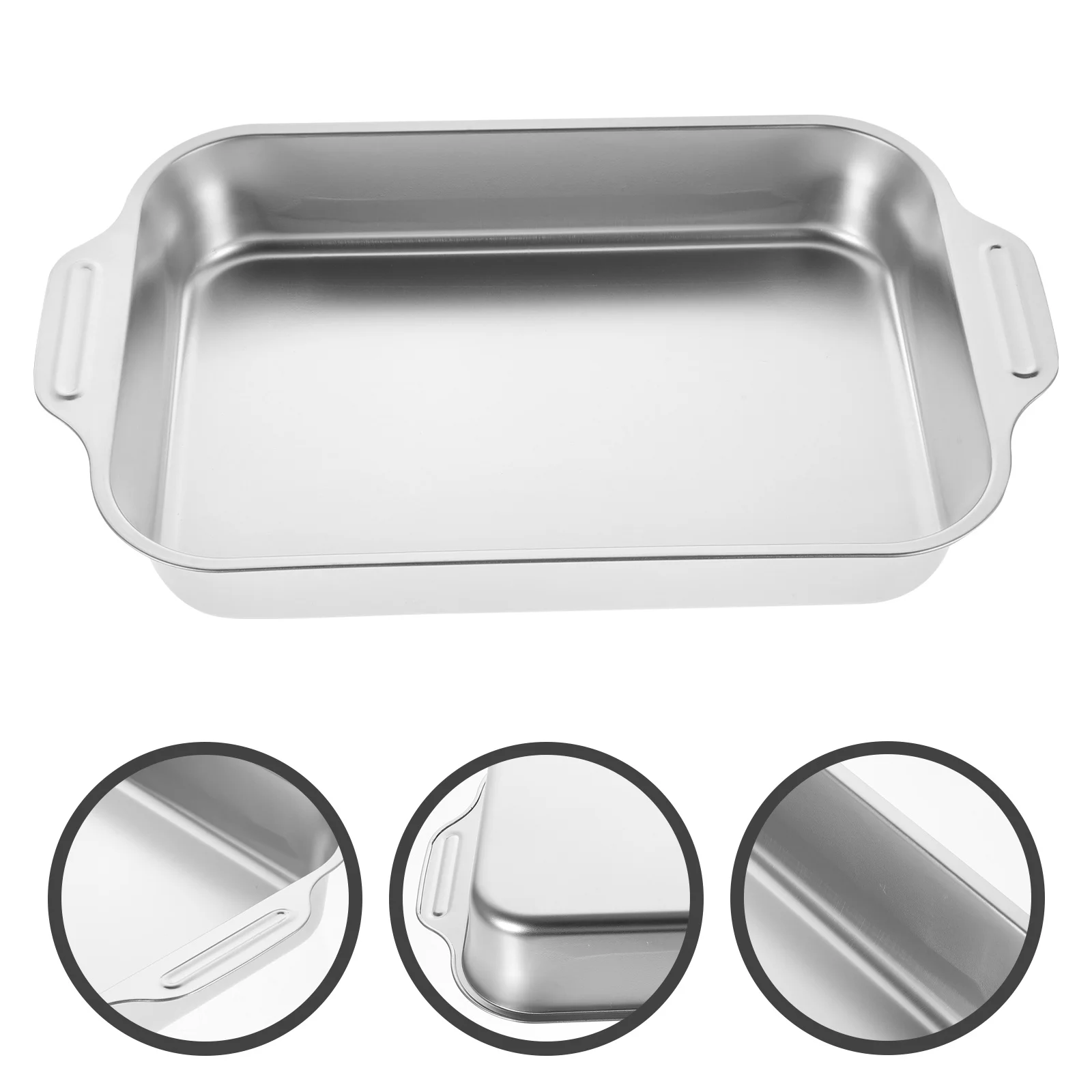

Rectangular Stainless Steel Roasting Pan Fish Grilled Tray Portable Metal Tray for Kitchen Restaurant