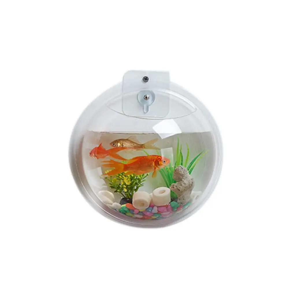 

Acrylic Wall Mounted Fish Tank Transparent Hemisphere Shape Wall-Hanging Fish Bowl 3D Hanging Betta Tank Aquatic
