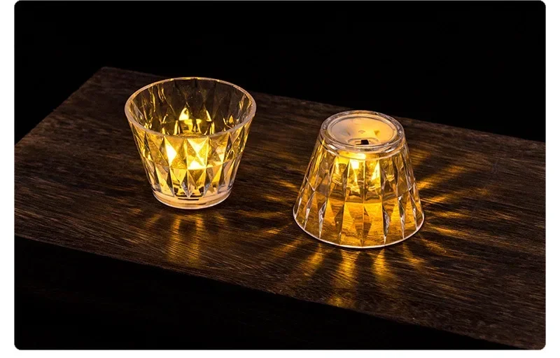 Mini Kristall Tischlampe Farbwechsel Batterie Nachttischlampe Nachtlicht für Tisch Abendessen Bar Schlafzimmer Party Weihnachten LED Nacht – Detail 10