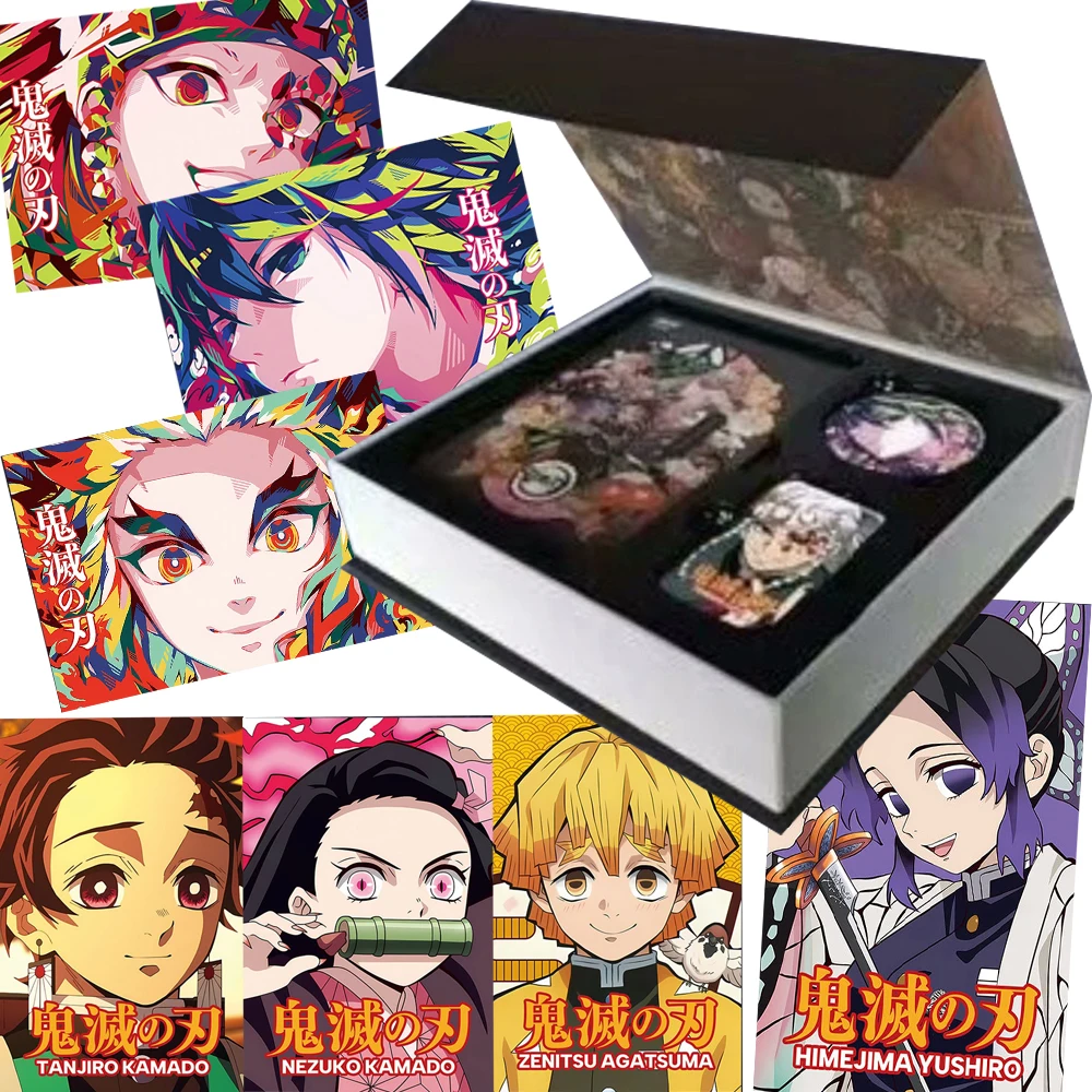 

Demon Slayer Collection Cards Anime Characters Black and White Line Drawing Cool Colored Paper Cards Children Christmas Gifts