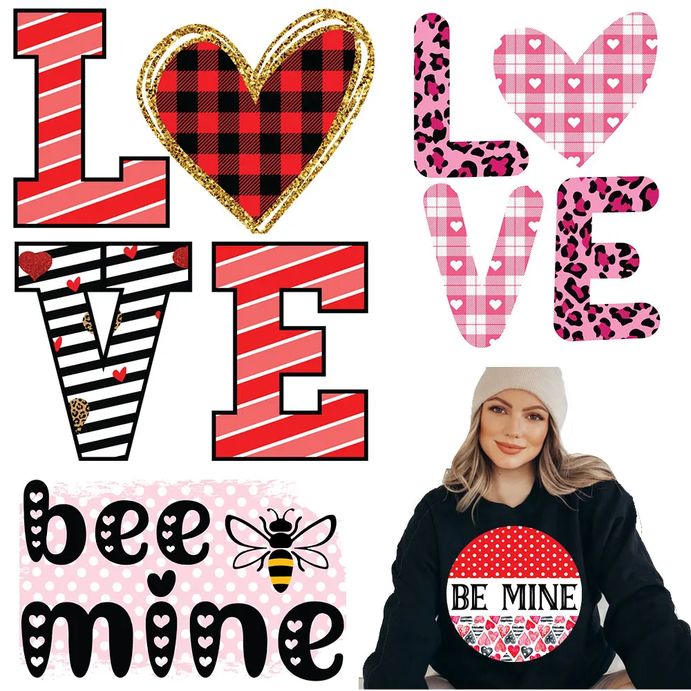 Bee Mine Iron Patches for Clothing Strpes Stickers for Clothes Diy Accesory Heat Transfert Thermocollants Patch Vetement  Decals