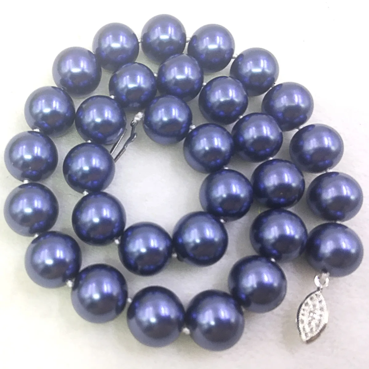8 10 12mm Round Blue Shell Pearl Necklace Women Jewelry Making Design Mother`s Day Gifts Accessories