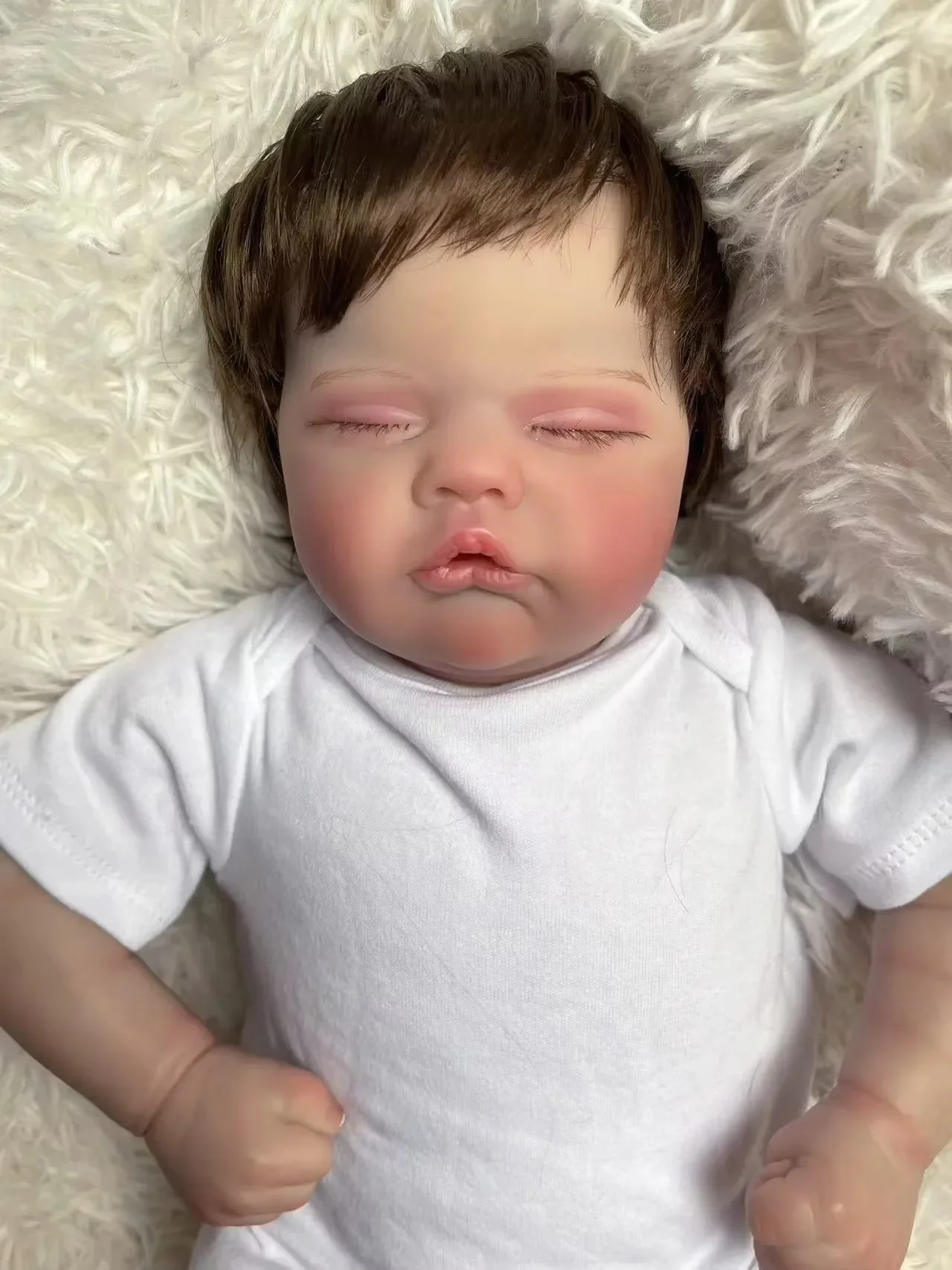 Quinbee Reborn bambola da 19 pollici neonato realistico morbido al tatto coccoloso bambino 3D pelle fatta a mano capelli radicati vene visibili