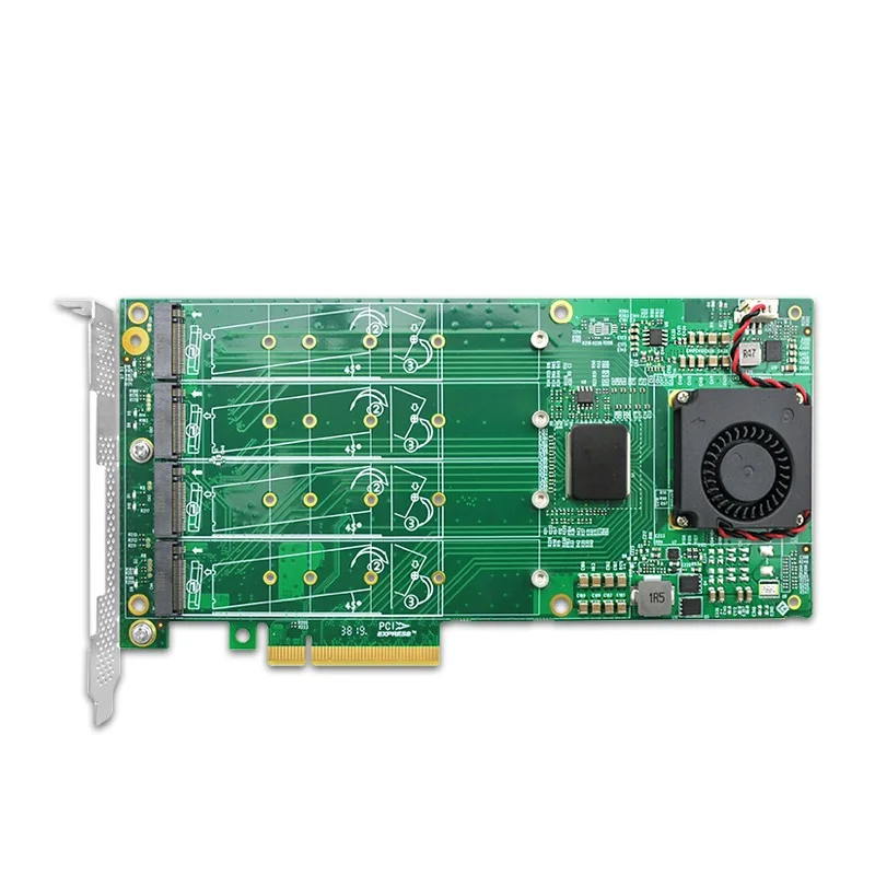 

M.2 NVMe Card PLX 8725 PCIe X8 to 4-Port M.2 NVMe SSD Adapter Card 22110mm - High-Speed Storage Expansion for Desktop Computers