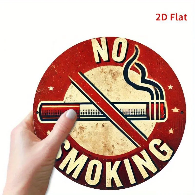 2D flaches 1-teiliges Retro-Holzschild „No Smoking“ – Retro-Holzwandkunst und rotes und weißes Design, geeignet für No-Scenario's – Detail 4