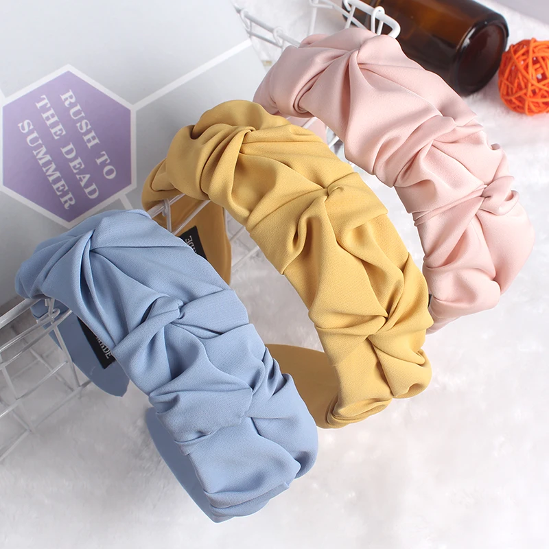 New Pleated Monochrome Personalized Hair Band Fashionable And Versatile Candy Color Face Wash Headband Hair Accessories