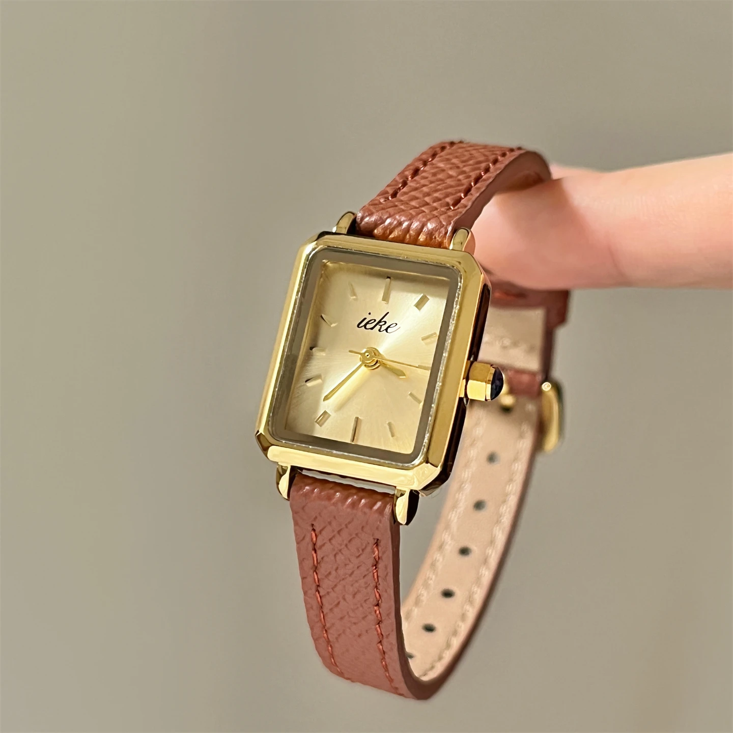 ساعة نسائية مربعة بسيطة ورائعة على الطراز الكوري، ساعة يد كوارتز خفيفة فاخرة وأدبية وفنية متعددة الاستخدامات #4