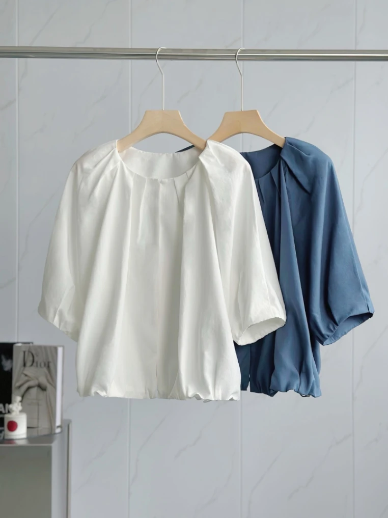 

Skin-friendly Comfortable Folded Summer New Sle Korean Faion Dstring Jaet Flared Skirt Set ort Sve round Ne