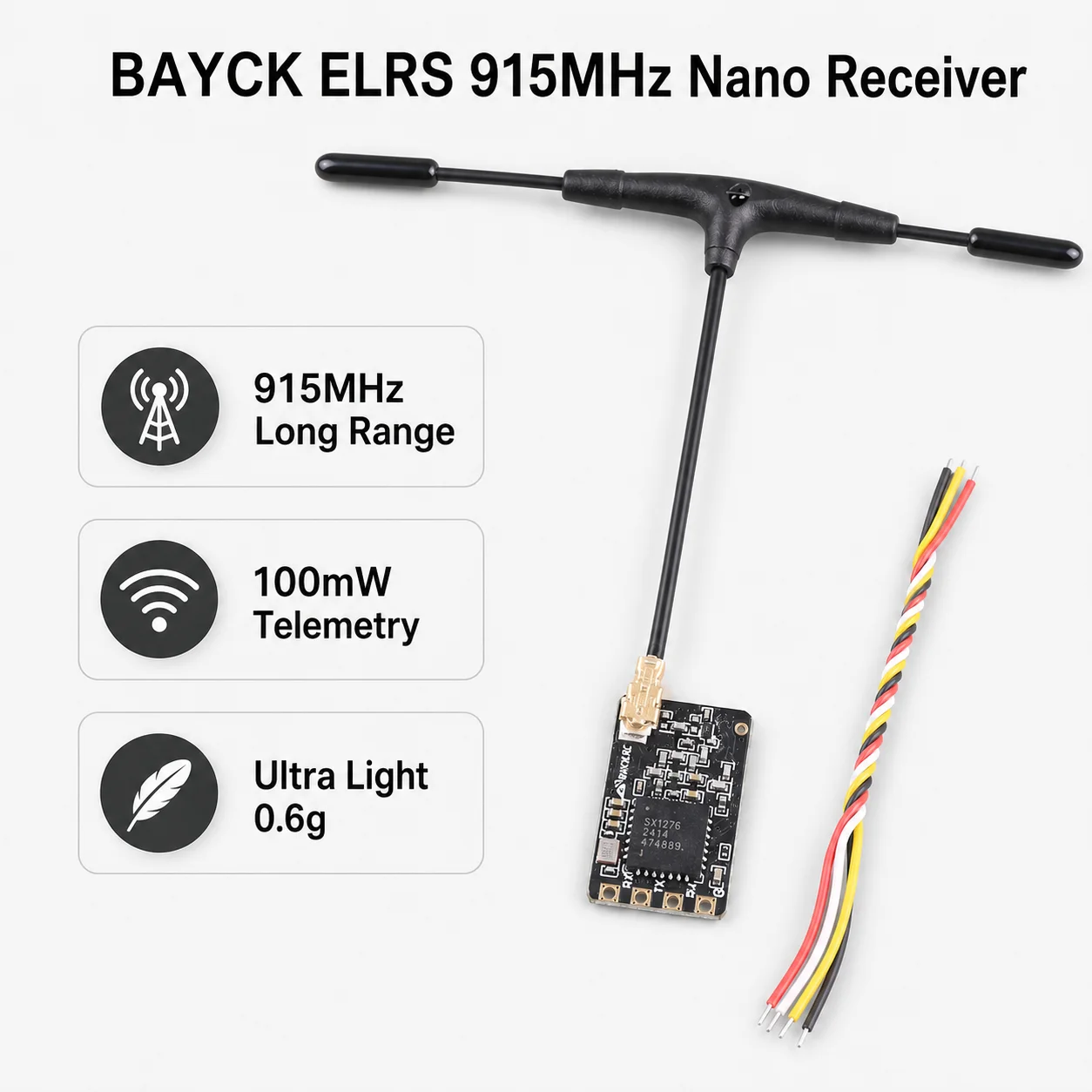 ExpressLRS ELRS 915MHz Nano Receiver BAYCK 0.6g 11x18mm CRSF RX T Antenna WiFi Update for RC Plane FPV Drone ES900RX Alternative